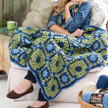 Red Heart Crochet Flower Path Throw Crochet Throw made in Red Heart With Love Yarn