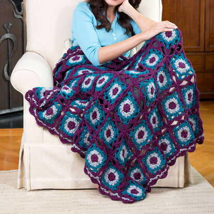 Red Heart Lacy Square Crochet Blanket Crochet Blanket made in Red Heart Soft Yarn