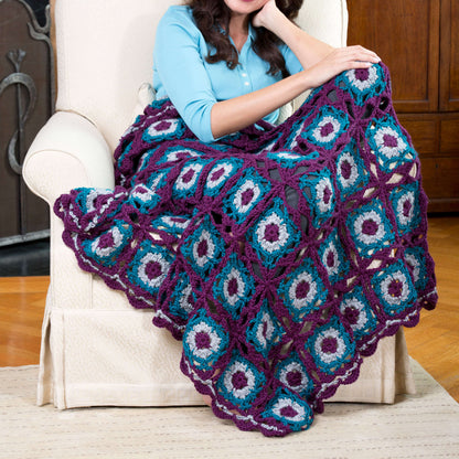 Red Heart Lacy Square Crochet Blanket Crochet Blanket made in Red Heart Soft Yarn