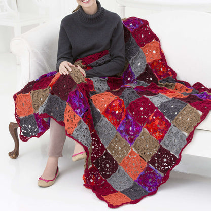 Red Heart Crochet Colorful Squares Throw Crochet Throw made in Red Heart Super Saver Yarn