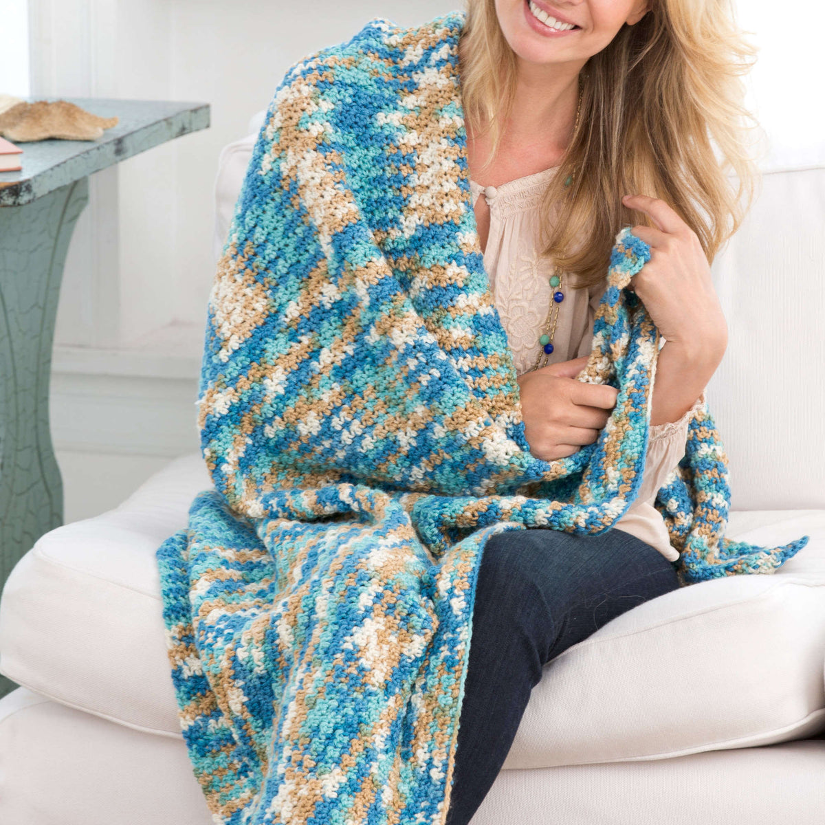 Crochet Throw made in Red Heart With Love Yarn