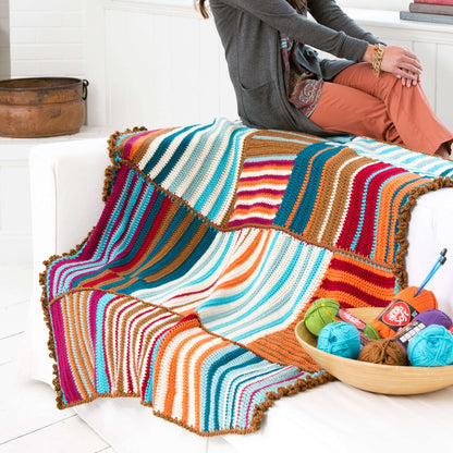 Red Heart Crochet Dhurrie Inspiration Throw Crochet Throw made in Red Heart Soft Yarn