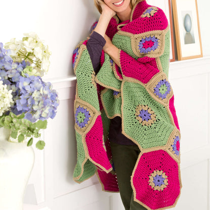 Red Heart Crochet Octagons & Squares Throw Crochet Throw made in Red Heart With Love Yarn