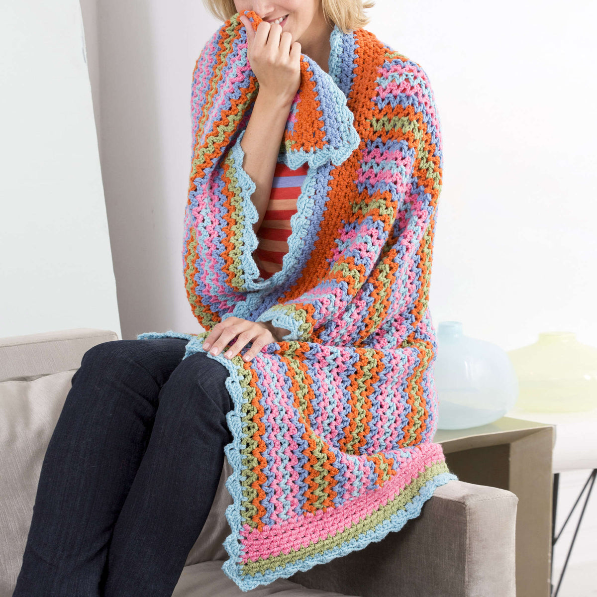 Crochet Throw made in Red Heart With Love Yarn