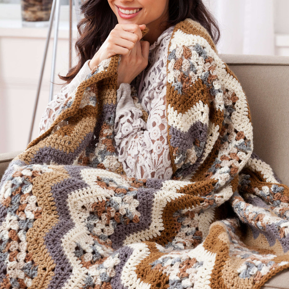 Crochet Throw made in Red Heart With Love Yarn