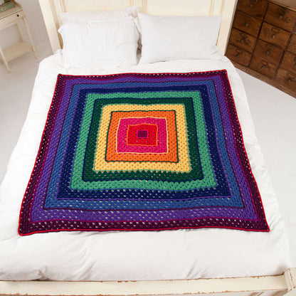 Red Heart Crochet Bright Squares Art Throw Crochet Throw made in Red Heart With Love Yarn
