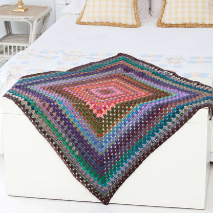Red Heart Crochet Granny's Treasure Throw Crochet Throw made in Red Heart Boutique Yarn