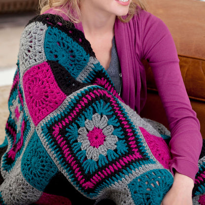 Red Heart Crochet Time to Relax Granny Throw Crochet Throw made in Red Heart With Love Yarn