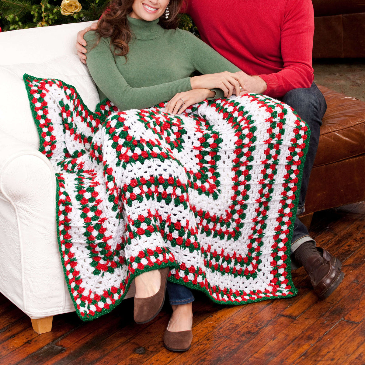 Crochet Throw made in Red Heart Holiday Yarn