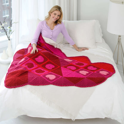 Red Heart Crochet Warm My Heart Throw Crochet Throw made in Red Heart Super Saver Yarn