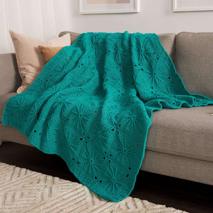 Red Heart Crochet Sunny Spread Throw Crochet Throw made in Red Heart Super Saver Yarn