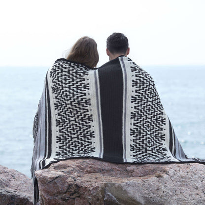 Red Heart Nordic Stripes Crochet Blanket Heat Wave