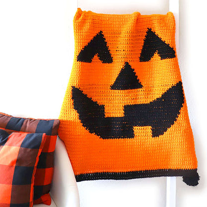 Red Heart Jack-O-Lantern Crochet Blanket Single Size