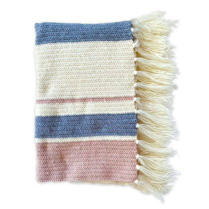 Red Heart Herringbone Mixed Stripes Crochet Throw Single Size