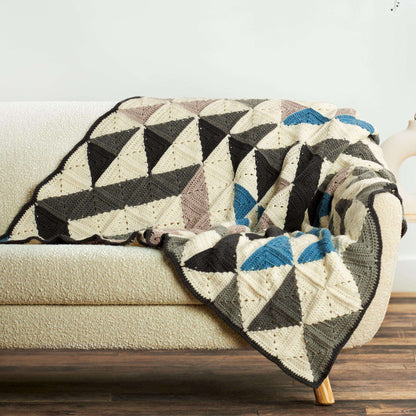 Red Heart Crochet Modern Patchwork Abstract Blanket Single Size