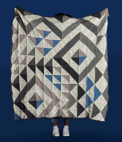 Red Heart Crochet Modern Patchwork Abstract Blanket Single Size