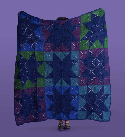 Red Heart Crochet Modern Patchwork Stars Blanket Single Size