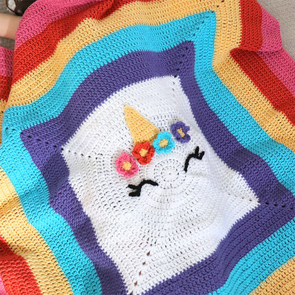 Red Heart Crochet Unicorn Blanket Single Size