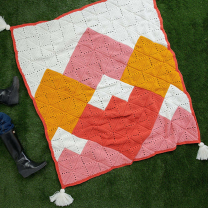 Red Heart Mountain Range Crochet Blanket Single Size