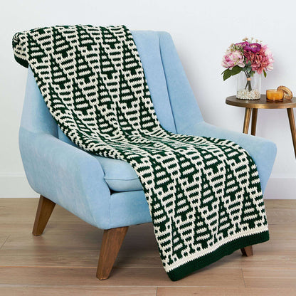 Red Heart Evergreen Mosaic Crochet Blanket Single Size