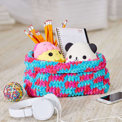 Red Heart Crochet Stash Basket Crochet Basket made in Red Heart Sweet Home Yarn
