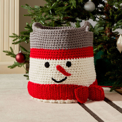Red Heart Crochet Snowman Basket Crochet Basket made in Red Heart With Love Yarn
