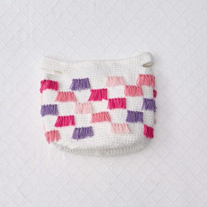 Red Heart Crochet Fringe Basket Crochet Basket made in Red Heart Bunches of Hugs Yarn