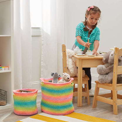 Red Heart Striping Fun Crochet Baskets Crochet Basket made in Red Heart Super Saver Yarn