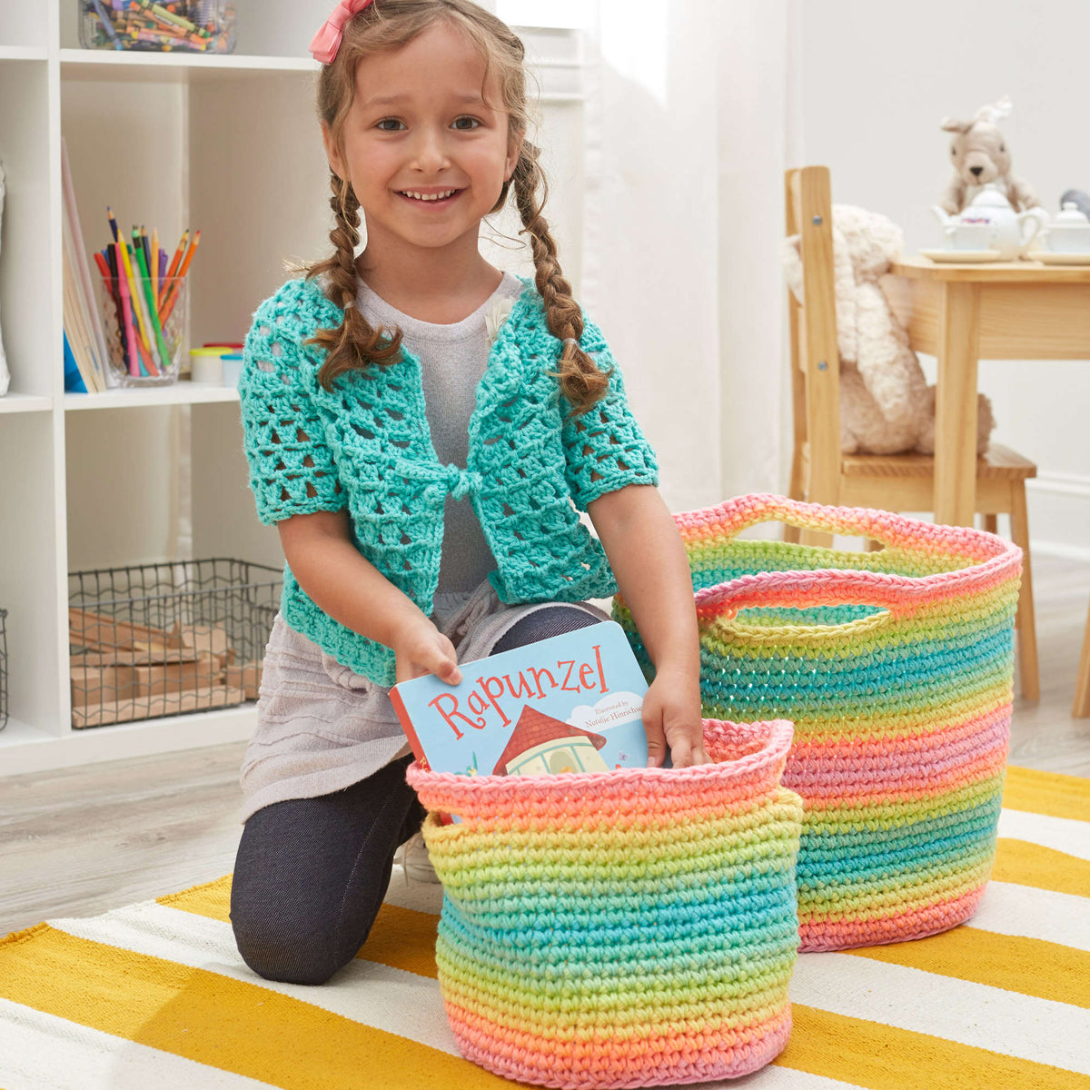 Crochet Basket made in Red Heart Super Saver Yarn
