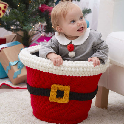 Red Heart Crochet Santa's Gift Basket Crochet Basket made in Red Heart Super Saver Yarn
