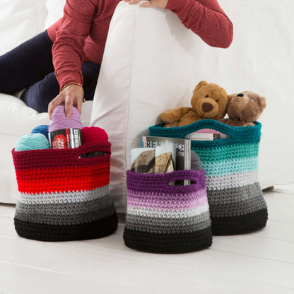 Red Heart Ombré Crochet Baskets Crochet Basket made in Red Heart Super Saver Yarn