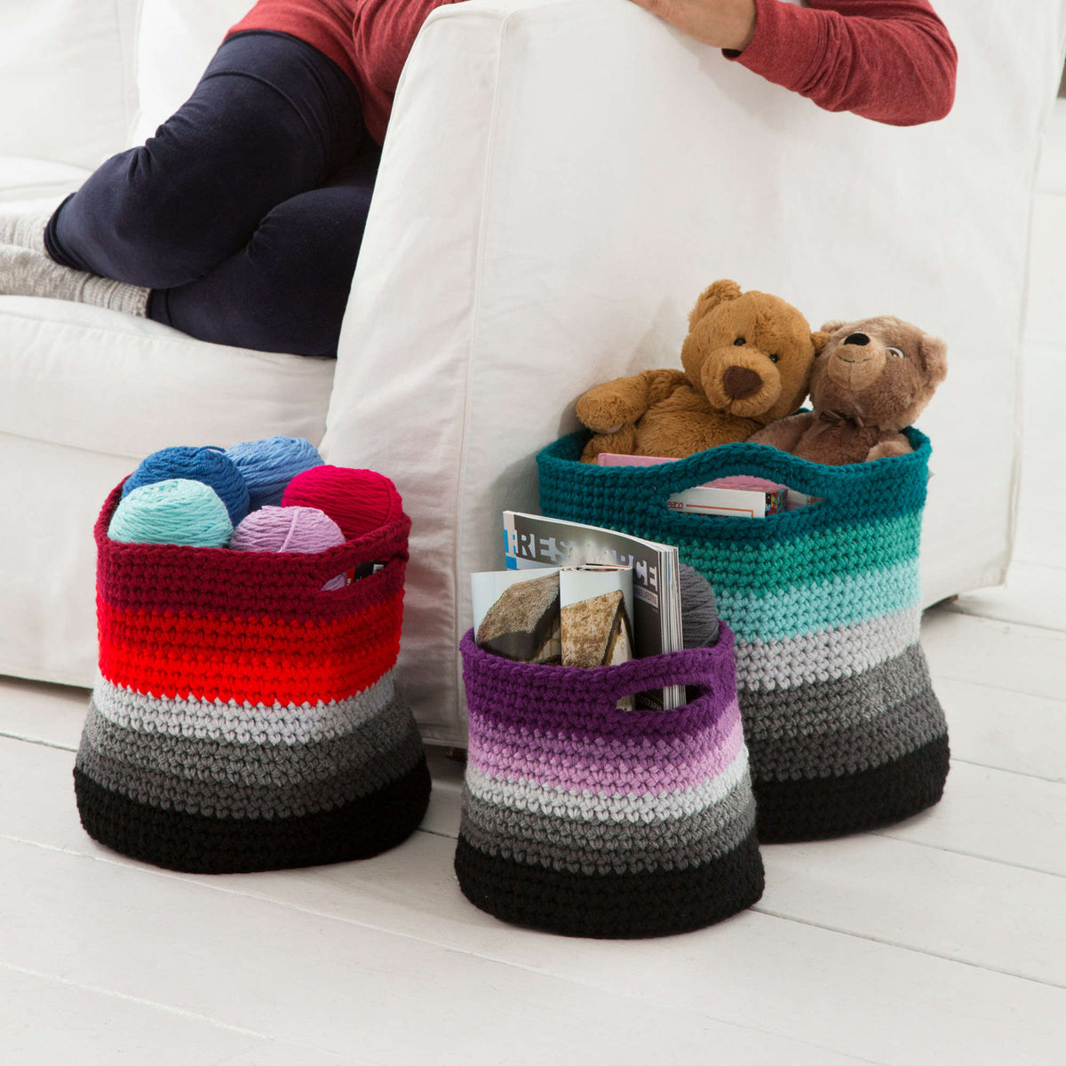 Crochet Basket made in Red Heart Super Saver Yarn