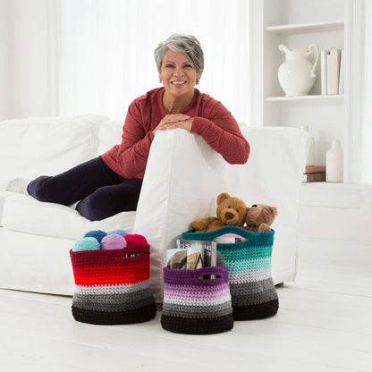 Red Heart Ombré Crochet Baskets Crochet Basket made in Red Heart Super Saver Yarn