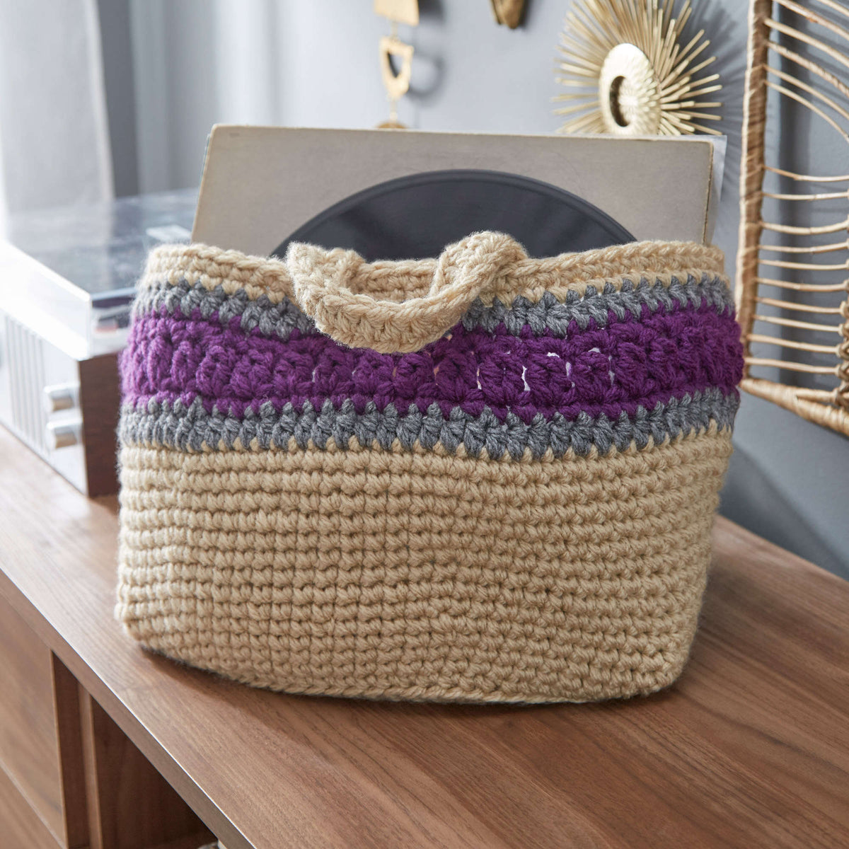 Crochet Basket made in Red Heart Super Saver Chunky Yarn