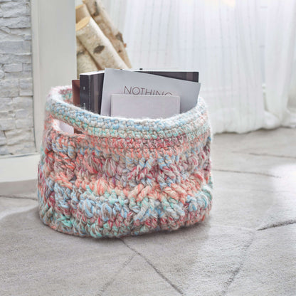 Red Heart Crochet Cabled Basket Crochet Basket made in Red Heart Collage Yarn