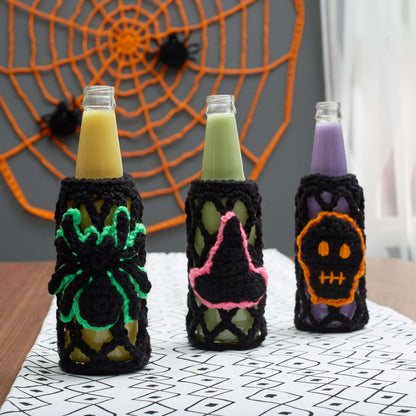 Red Heart Crochet Skull Halloween Bottle Cozy Crochet Cozy made in Red Heart Super Saver Yarn