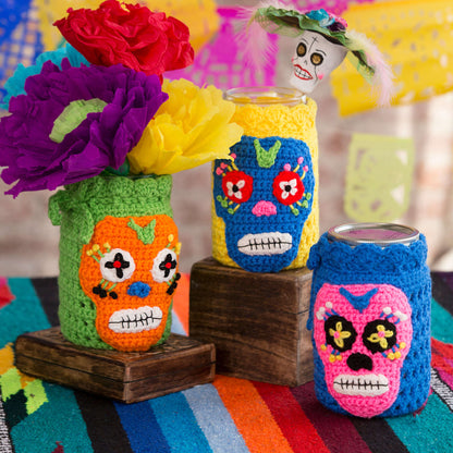 Red Heart Crochet Day of the Dead Cozies Crochet Cozy made in Red Heart Super Saver Yarn