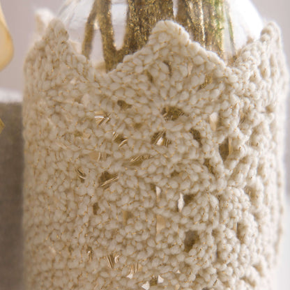 Red Heart Crochet Sparkling Lace Jar Cozy Crochet Cozy made in Red Heart Holiday Yarn