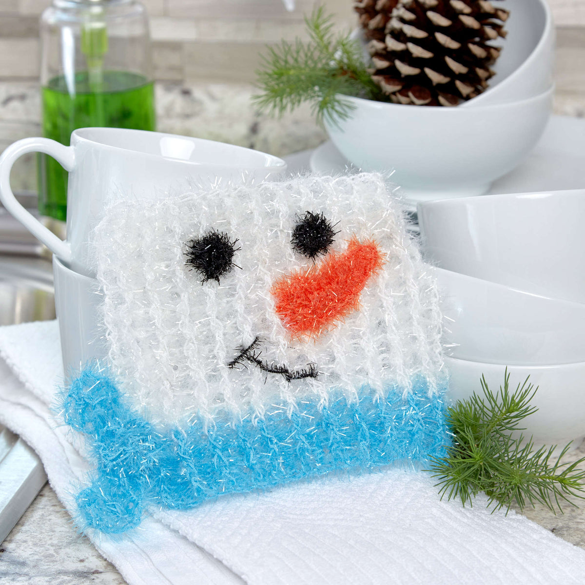 Crochet Dishcloth made in Red Heart Scrubby Sparkle Yarn