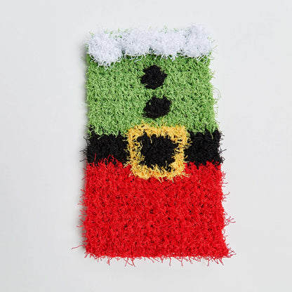 Red Heart Crochet Santa's Elf Mitt Scrubby Crochet Dishcloth made in Red Heart Scrubby Yarn