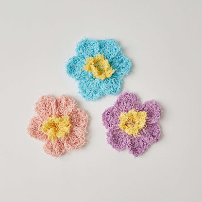Red Heart Crochet Two-Color Small Flowers Crochet Dishcloth made in Red Heart Scrubby Cotton Yarn