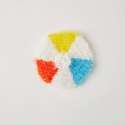 Red Heart Crochet Beach Ball Scrubby Crochet Dishcloth made in Red Heart Scrubby Sparkle Yarn