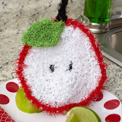 Red Heart Crochet Sliced Apple Scrubby Crochet Scrubby made in Red Heart Scrubby Yarn