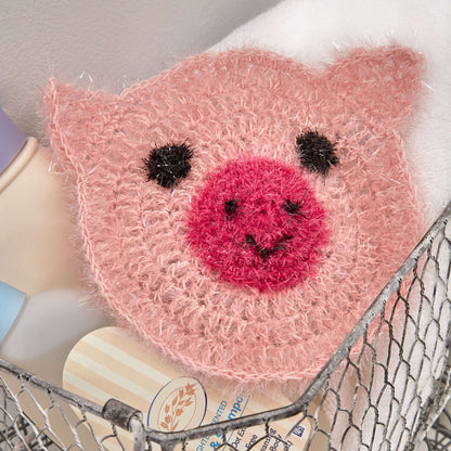 Red Heart Crochet Sparkle Pig Scrubby Crochet Dishcloth made in Red Heart Scrubby Sparkle Yarn
