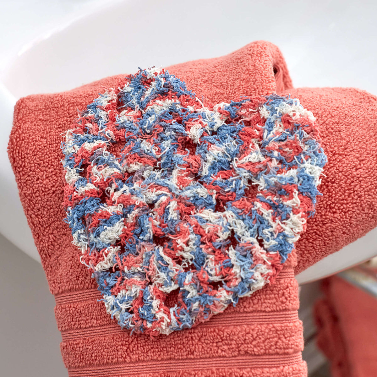 Crochet Dishcloth made in Red Heart Scrubby Cotton Yarn