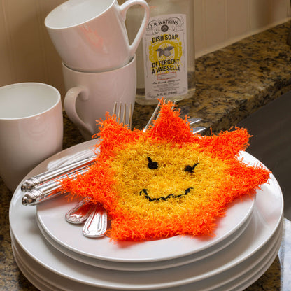 Red Heart Crochet Happy Sun Scrubby Crochet Dishcloth made in Red Heart Scrubby Yarn