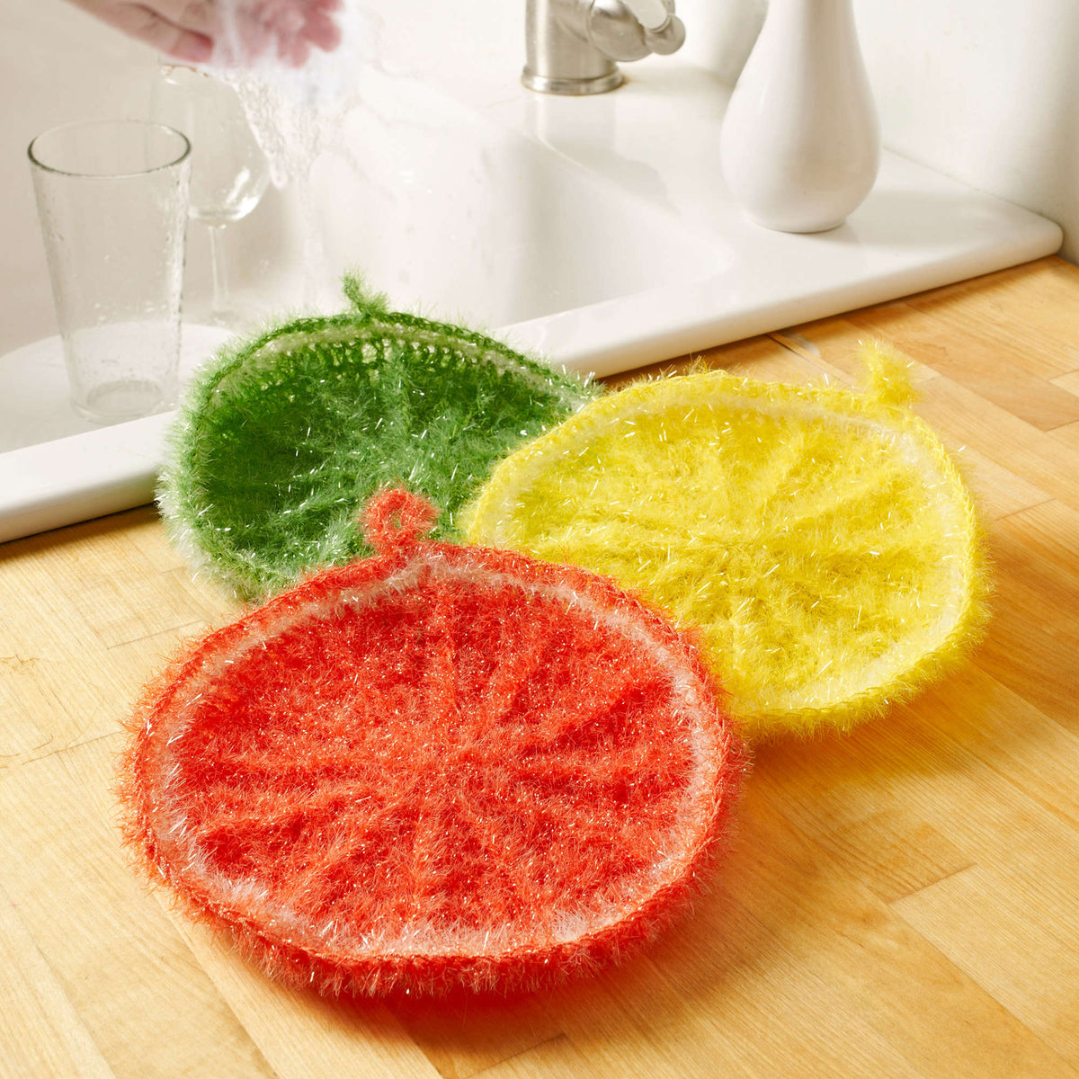 Crochet Dishcloth made in Red Heart Scrubby Sparkle Yarn