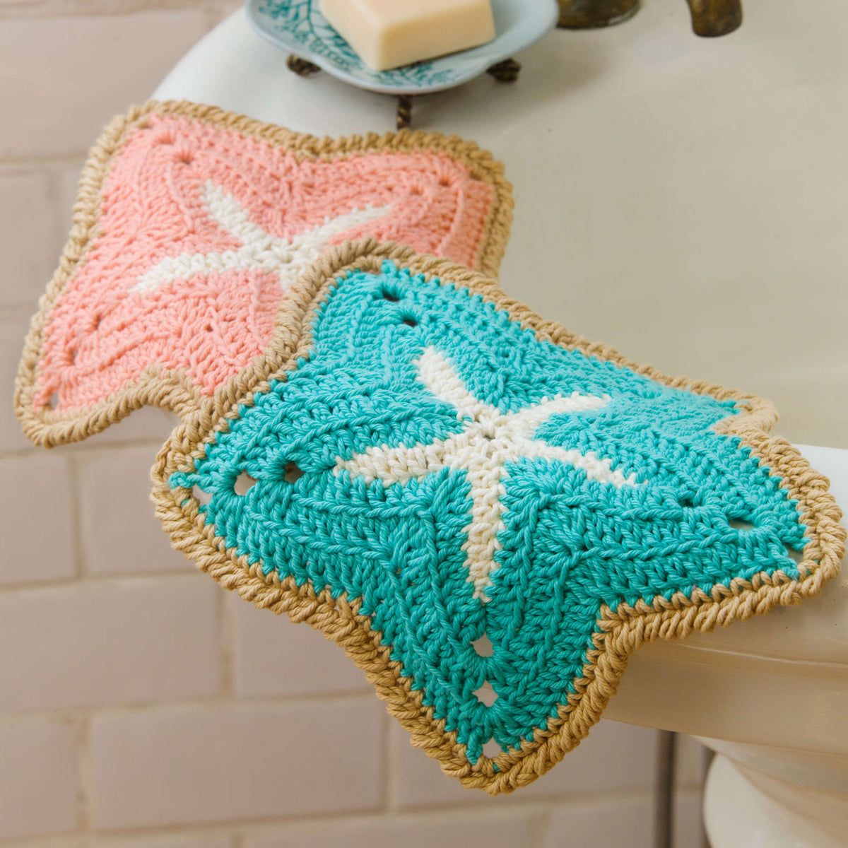 Crochet Dishcloth made in Red Heart Crème de la Crème Yarn