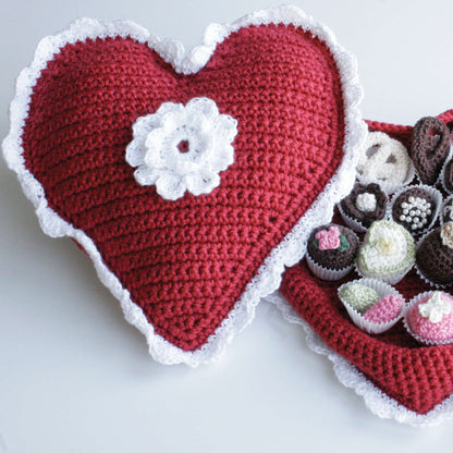 Red Heart Crochet Box of Chocolates Crochet Interior Décor made in Red Heart Luster Sheen Yarn