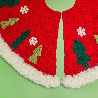 Red Heart Crochet Joyous Tree Skirt Crochet Skirt made in Red Heart With Love Yarn